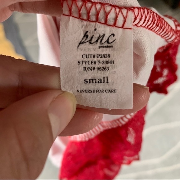 Pinc Hot Pink Lace Ruffle Tank Top Small - Picture 3 of 4